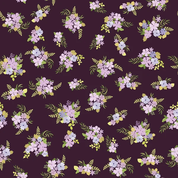 Seamless Plants Pattern Antique Folk Flowers Shabby Chic Style Millefleurs — Stock Vector