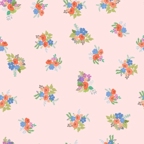Modèle Plantes Sans Couture Avec Des Fleurs Folkloriques Antiques Millefleurs — Image vectorielle