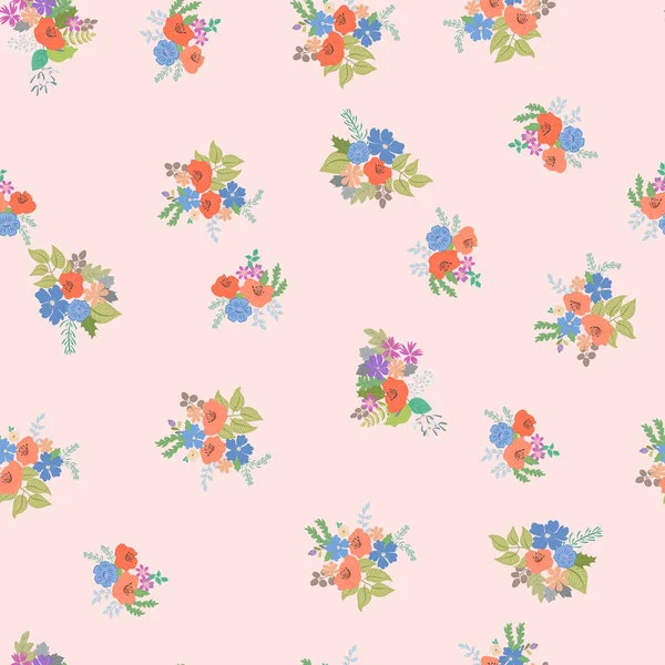 Naadloze Planten Patroon Met Antieke Volksbloemen Shabby Chique Stijl Millefleurs — Stockvector