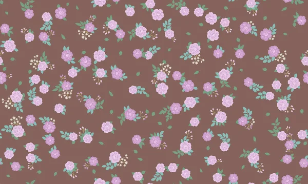 Naadloze Planten Patroon Met Antieke Volksbloemen Shabby Chique Stijl Millefleurs — Stockvector