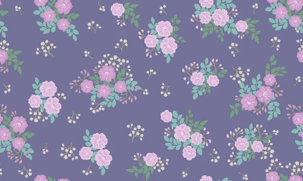 Nahtloses Pflanzenmuster Mit Antiken Volksblumen Shabby Chic Style Millefleurs Floraler — Stockvektor