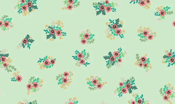 Seamless Plants Pattern Antique Folk Flowers Shabby Chic Style Millefleurs — Stock Vector