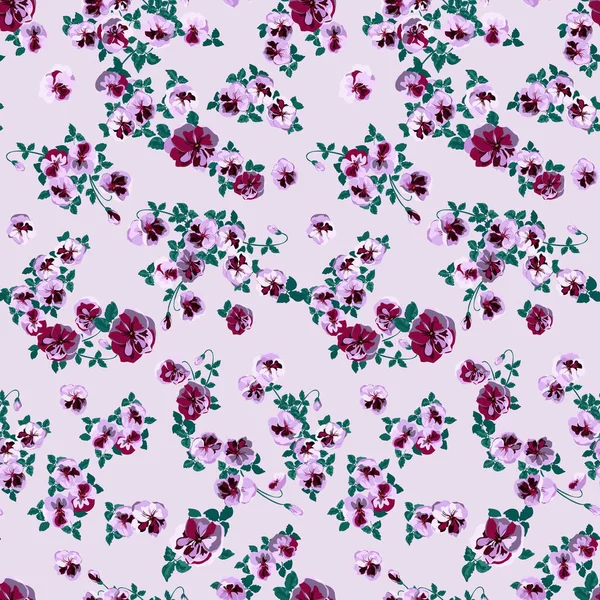 Κομψό Απαλό Μοντέρνο Σχέδιο Λουλούδια Μικρής Κλίμακας Millefleurs Floral Αδιάλειπτη — Διανυσματικό Αρχείο