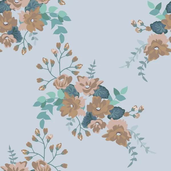 Simple Motif Floral Sans Couture Avec Petites Fleurs Colorées Lumineuses — Image vectorielle