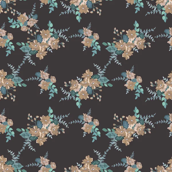 Simple Motif Floral Sans Couture Avec Petites Fleurs Colorées Lumineuses — Image vectorielle