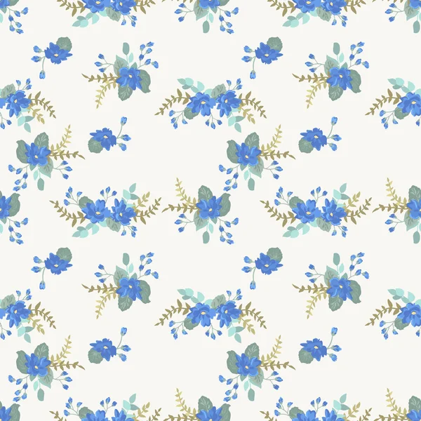 Eenvoudig Naadloos Bloemenpatroon Met Felgekleurde Kleine Bloemen Trendy Millefleurs Elegante — Stockvector