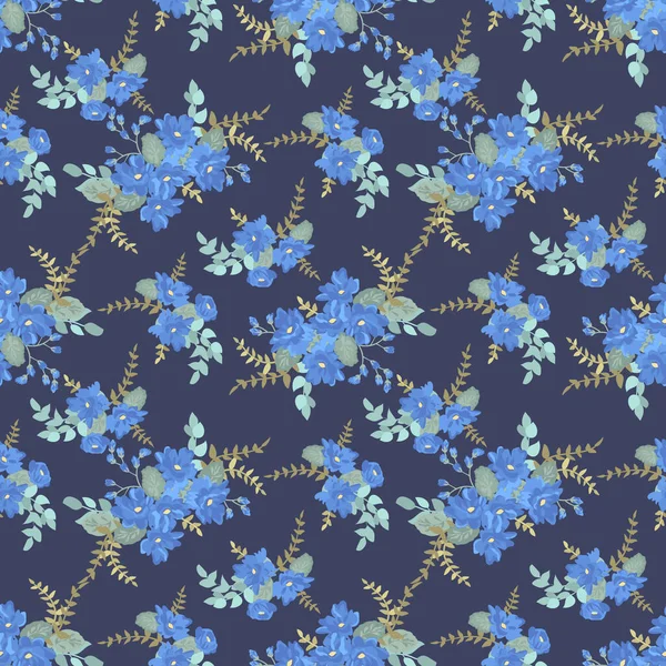 Simple Motif Floral Sans Couture Avec Petites Fleurs Colorées Lumineuses — Image vectorielle