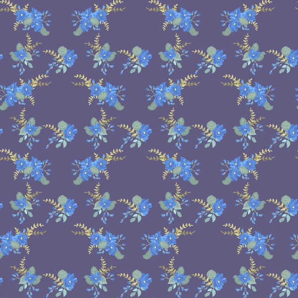 Jednoduchý Bezešvý Květinový Vzor Pestrobarevnými Květinami Trendy Millefleurs Elegantní Šablona — Stockový vektor
