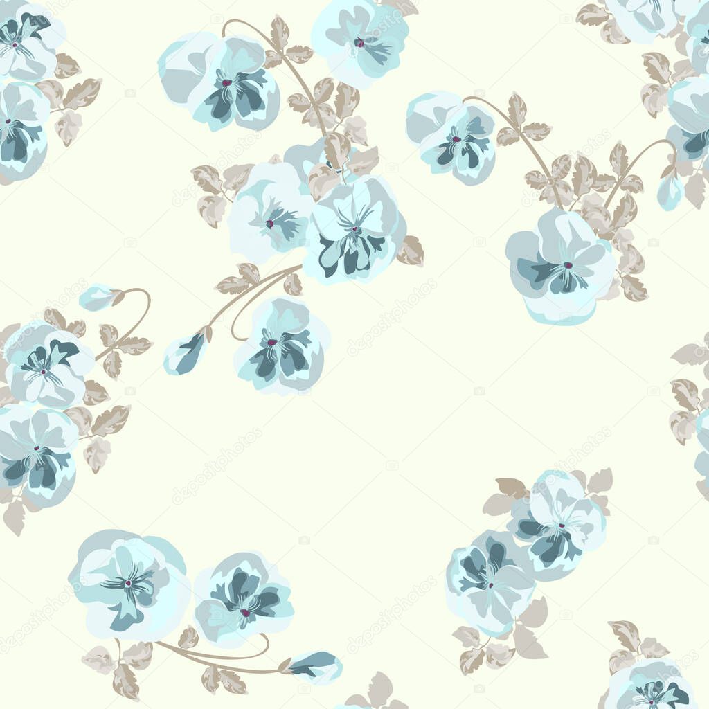 Elegant gentle trendy pattern in small-scale flowers. Millefleurs floral seamless background for textile, cotton fabric, covers, manufacturing, wallpapers, print, gift, scrapbooking.