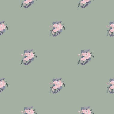 Basit, pürüzsüz çiçek deseni ve parlak renkli küçük çiçekler. Moda Millefleur 'ları. Moda baskıları için zarif bir şablon