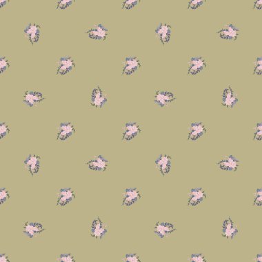 Basit, pürüzsüz çiçek deseni ve parlak renkli küçük çiçekler. Moda Millefleur 'ları. Moda baskıları için zarif bir şablon