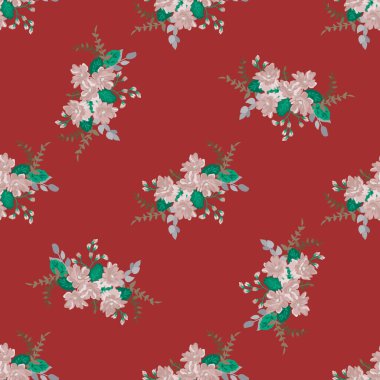 Basit, pürüzsüz çiçek deseni ve parlak renkli küçük çiçekler. Moda Millefleur 'ları. Moda baskıları için zarif bir şablon