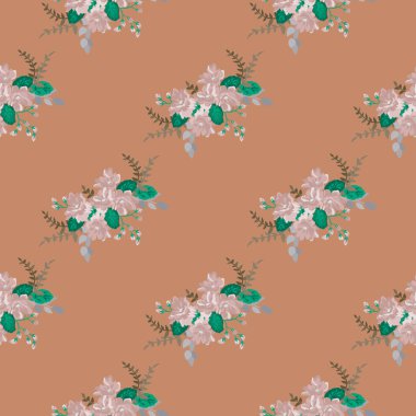 Basit, pürüzsüz çiçek deseni ve parlak renkli küçük çiçekler. Moda Millefleur 'ları. Moda baskıları için zarif bir şablon