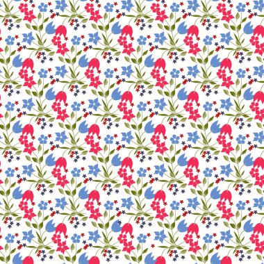 Küçük çiçeklerdeki basit şirin desen. Tekstil veya kitap kapakları, imalat, duvar kağıtları, baskı, hediye paketi ve yapıştırma kitabı için çiçeksiz arka plan.