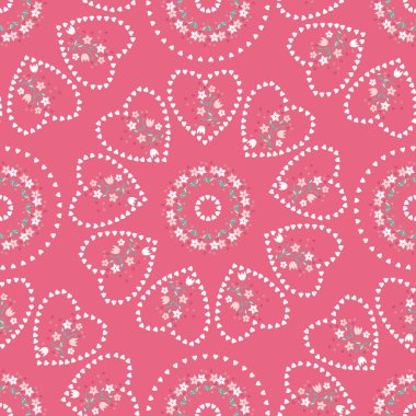 Küçük çiçeklerin kusursuz şirin deseni. Sevgililer Günü konsepti. Tekstil veya kitap kapakları, imalat, duvar kağıtları, baskı, hediye paketi ve yapıştırma kitabı için basit çapraz dikişsiz arkaplan