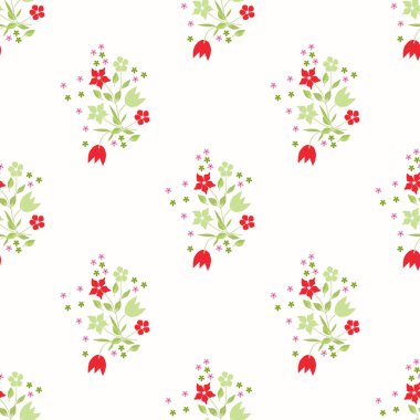 Küçük çiçeklerdeki basit şirin desen. Tekstil veya kitap kapakları, imalat, duvar kağıtları, baskı, hediye paketi ve yapıştırma kitabı için çiçeksiz arka plan.