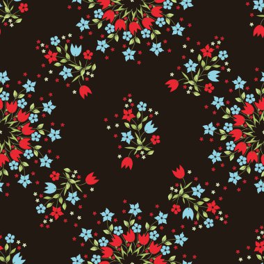 Küçük çiçeklerdeki basit şirin desen. Tekstil veya kitap kapakları, imalat, duvar kağıtları, baskı, hediye paketi ve yapıştırma kitabı için çiçeksiz arka plan.