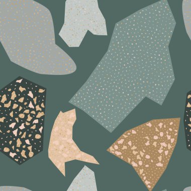 Terrazzo geometrik doku, dikişsiz desen ve renkli kıymıklar.