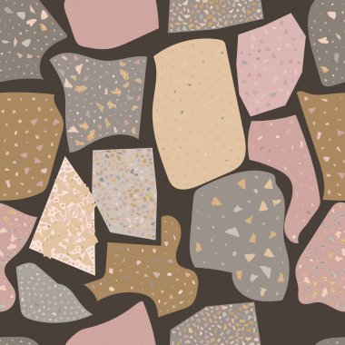 Terrazzo geometrik doku, dikişsiz desen ve renkli kıymıklar.