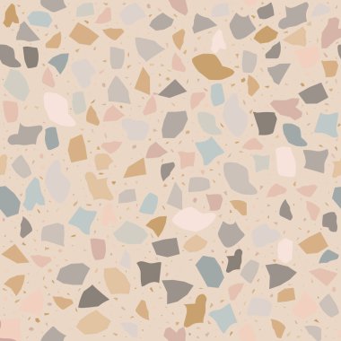 Terrazzo geometrik doku, dikişsiz desen ve renkli kıymıklar.