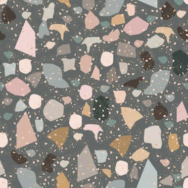 Terrazzo geometrik doku, dikişsiz desen ve renkli kıymıklar.