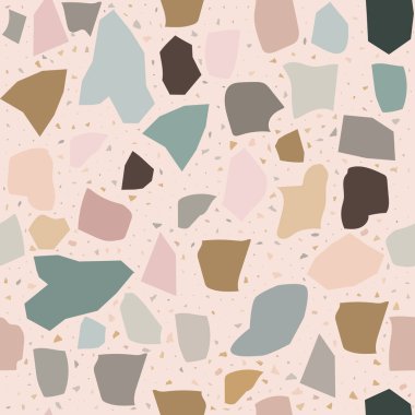 Terrazzo geometrik doku, dikişsiz desen ve renkli kıymıklar.