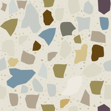 Terrazzo geometrik doku, dikişsiz desen ve renkli kıymıklar.