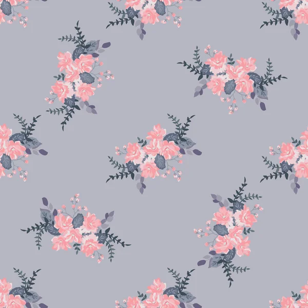 Eenvoudig Naadloos Bloemenpatroon Met Felgekleurde Kleine Bloemen Trendy Millefleurs Elegante — Stockvector