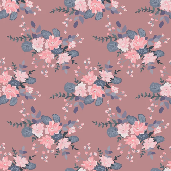 Simple Motif Floral Sans Couture Avec Petites Fleurs Colorées Lumineuses — Image vectorielle