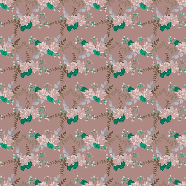 Simple Motif Floral Sans Couture Avec Petites Fleurs Colorées Lumineuses — Image vectorielle