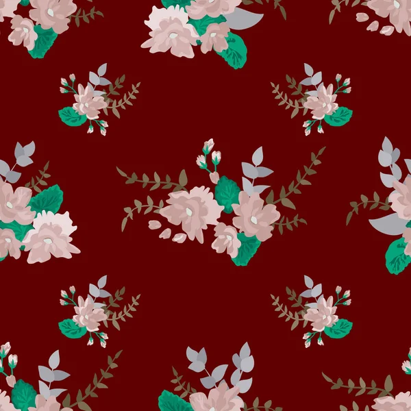 Simple Motif Floral Sans Couture Avec Petites Fleurs Colorées Lumineuses — Image vectorielle