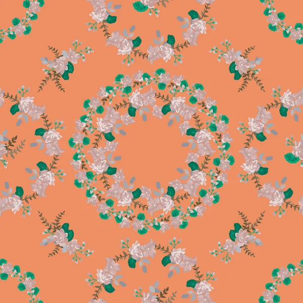 Einfaches Nahtloses Blumenmuster Mit Leuchtend Bunten Kleinen Blüten Trendy Millefleurs — Stockvektor