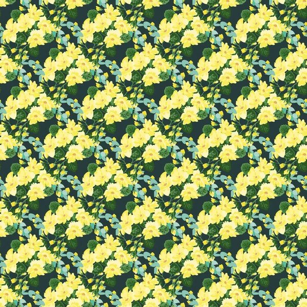 Eenvoudig Naadloos Bloemenpatroon Met Felgekleurde Kleine Bloemen Trendy Millefleurs Elegante — Stockvector