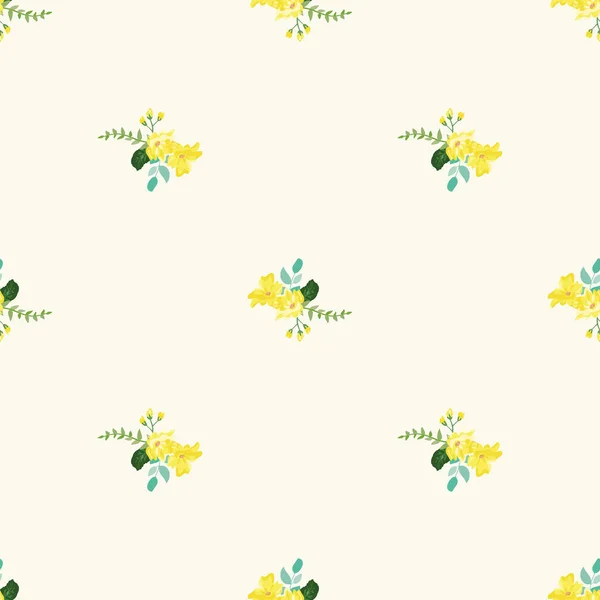 Simple Motif Floral Sans Couture Avec Petites Fleurs Colorées Lumineuses — Image vectorielle