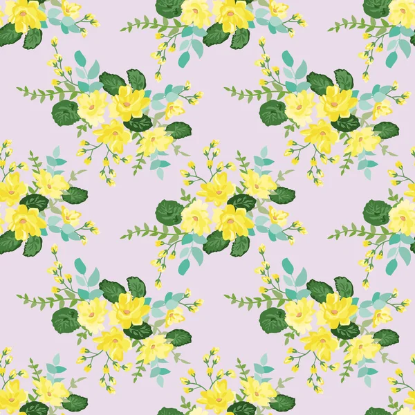 Simple Motif Floral Sans Couture Avec Petites Fleurs Colorées Lumineuses — Image vectorielle