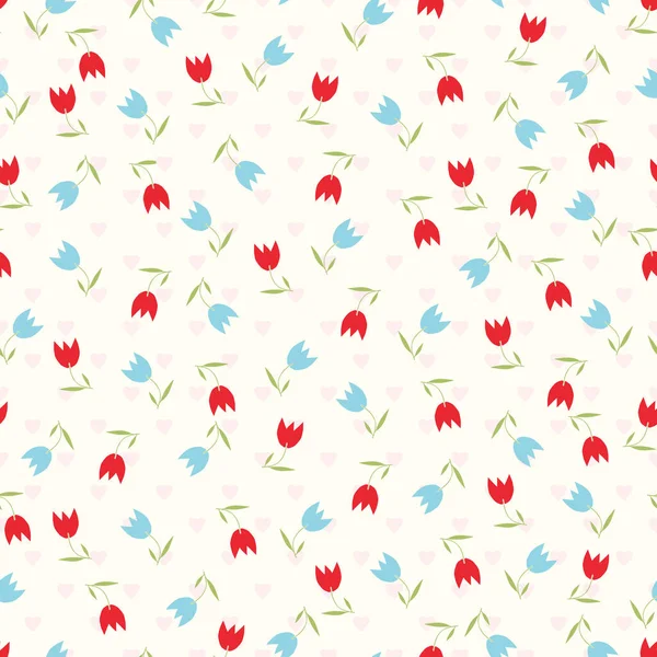 Симпатичный Узор Маленьких Цветков День Святого Валентина Концепция Цветочные Простые — стоковый вектор