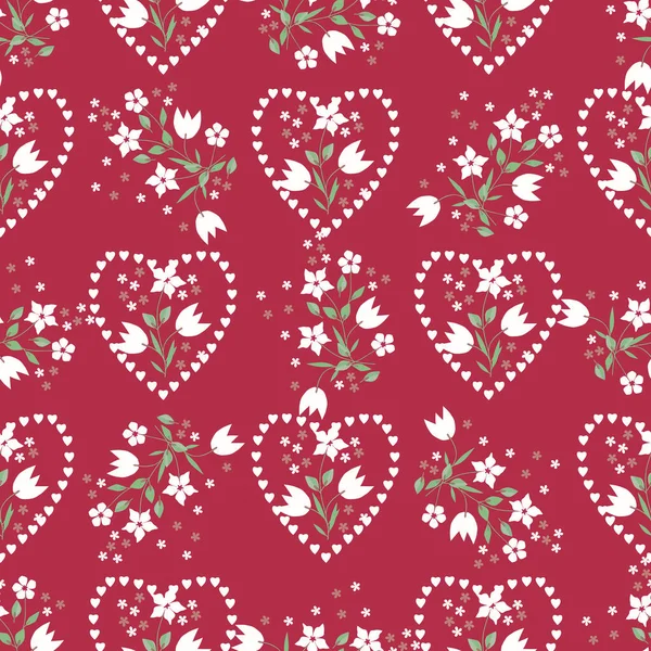 Симпатичный Узор Маленьких Цветков День Святого Валентина Концепция Цветочные Простые — стоковый вектор