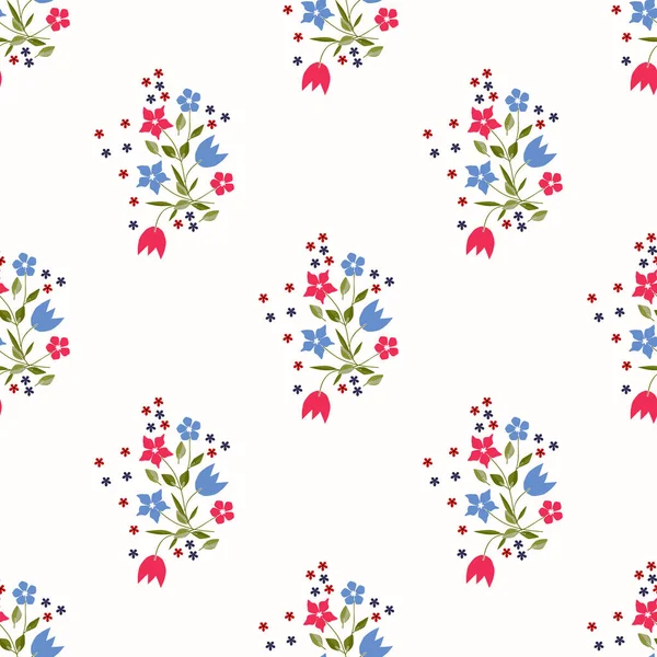 Enkelt Gulligt Mönster Små Blommor Blommig Sömlös Bakgrund För Textil Vektorgrafik