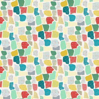 Terrazzo geometrik doku, dikişsiz desen ve renkli kıymıklar.