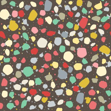 Terrazzo geometrik doku, dikişsiz desen ve renkli kıymıklar.