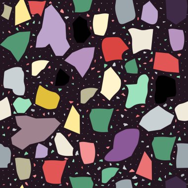 Terrazzo geometrik doku, dikişsiz desen ve renkli kıymıklar.