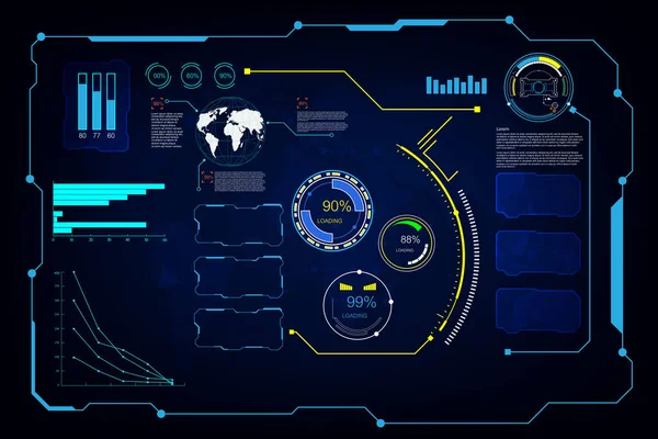 Soyut Hud Gui Gelecekteki Sanal Ekran Sistemi Arka Planı — Stok Vektör