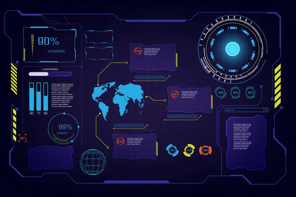 Astratto Futuro Hud Gui Interfaccia Schermo Tech Concetto Sfondo Modello — Vettoriale Stock