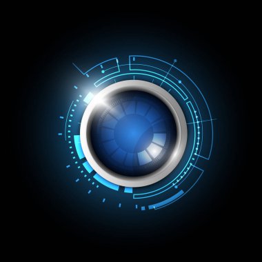 mavi teknoloji düğmesi, vektör illüstrasyonu