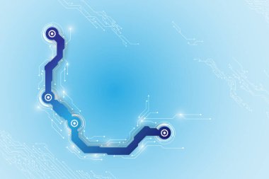 Çeşitli teknoloji elementleriyle soyut teknolojik arka plan kavramı. Resim Vektörü