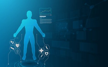 hud arayüzü sanal hologram gelecekteki sistem sağlık hizmetleri yenilik kavramı arka planı