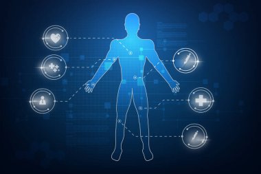 hud arayüzü sanal hologram gelecekteki sistem sağlık hizmetleri yenilik kavramı arka planı