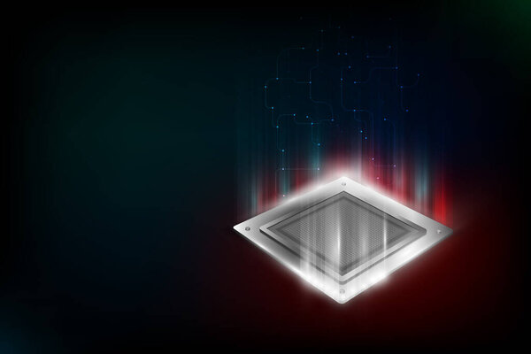 future computer processor, electronic technology background, vector cpu generation