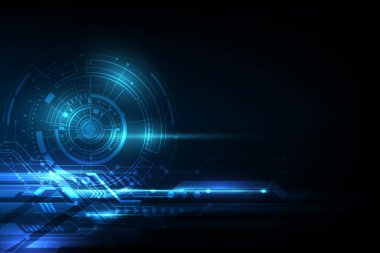 vektör görselleştirme teknolojisi soyut, mavi kafa yukarı ekran otomasyon gelecekçi