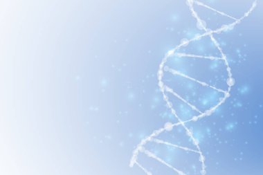 Bilim şablonu, duvar kağıdı ya da DNA moleküllü pankart. Vektör illüstrasyonu.